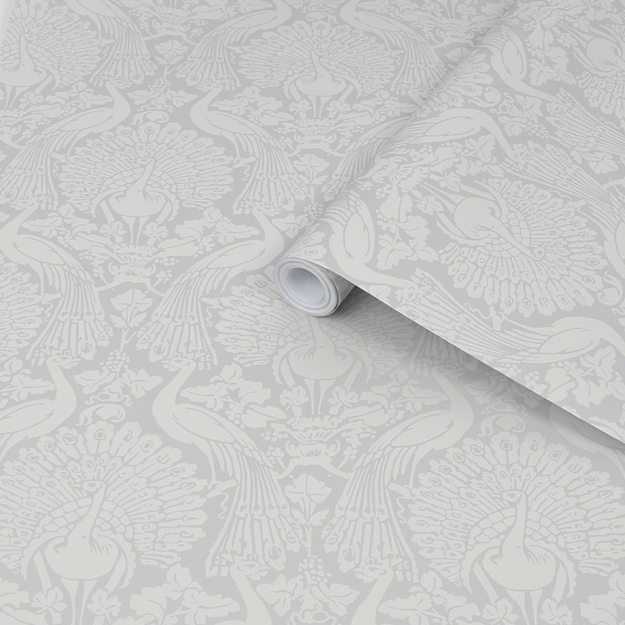 Laura Ashley Peacock Damask Pale slate Damask Smooth Wallpaper DIY at B&Q