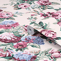 Laura Ashley Pembrey Hazelnut Floral Smooth Wallpaper