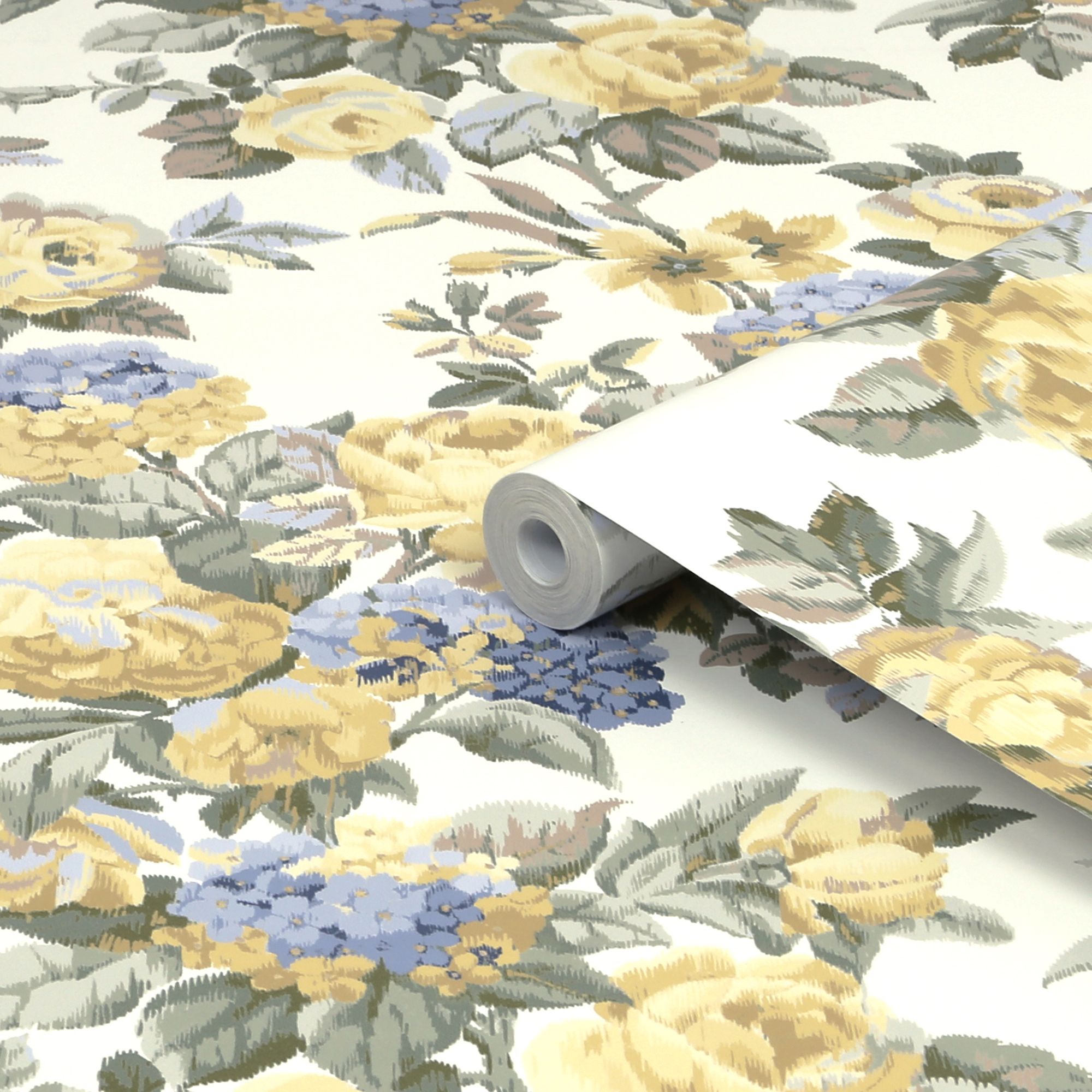 Laura Ashley Pembrey Yellow Floral Smooth Wallpaper Sample DIY at B&Q
