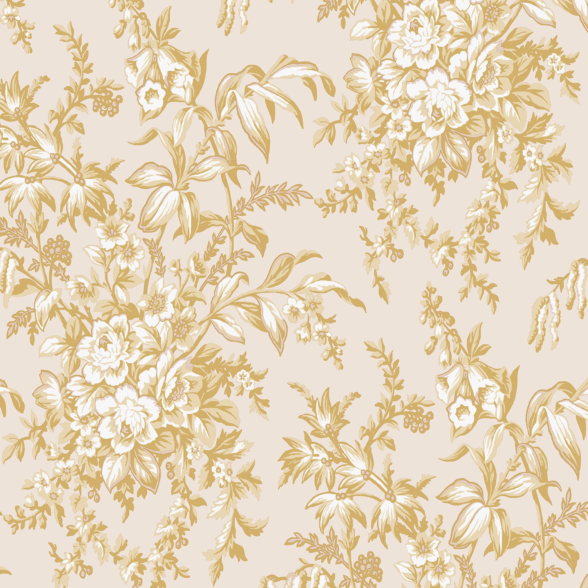 Laura Ashley Picardie Pale gold Floral Smooth Wallpaper