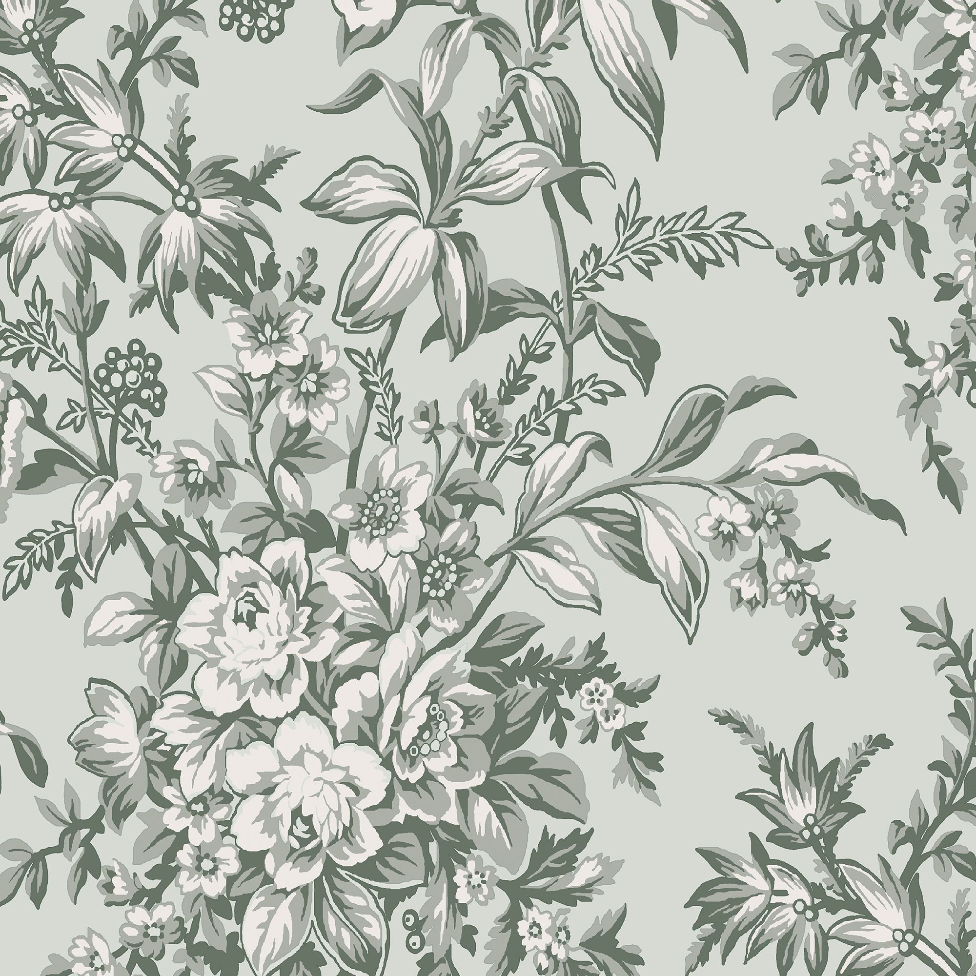 Laura Ashley Picardie Sage Floral Smooth Wallpaper Sample