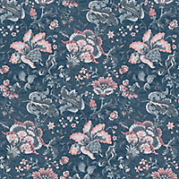 Laura Ashley Portia Dark seaspray Floral Smooth Wallpaper