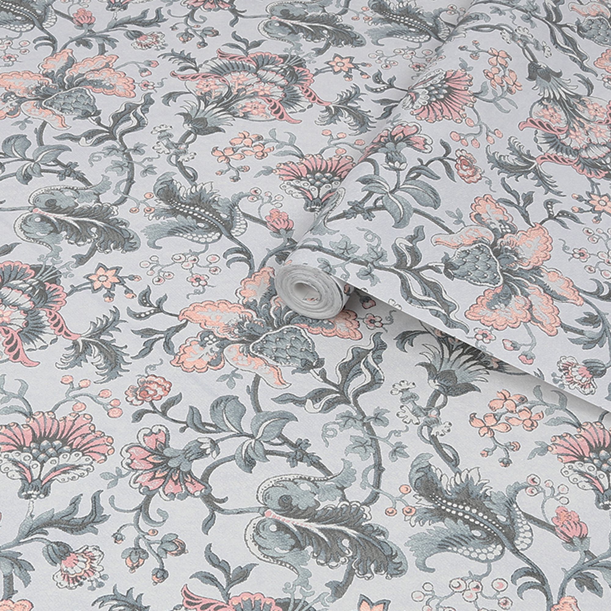 Laura Ashley Portia Pale slate Floral Smooth Wallpaper Sample | DIY at B&Q