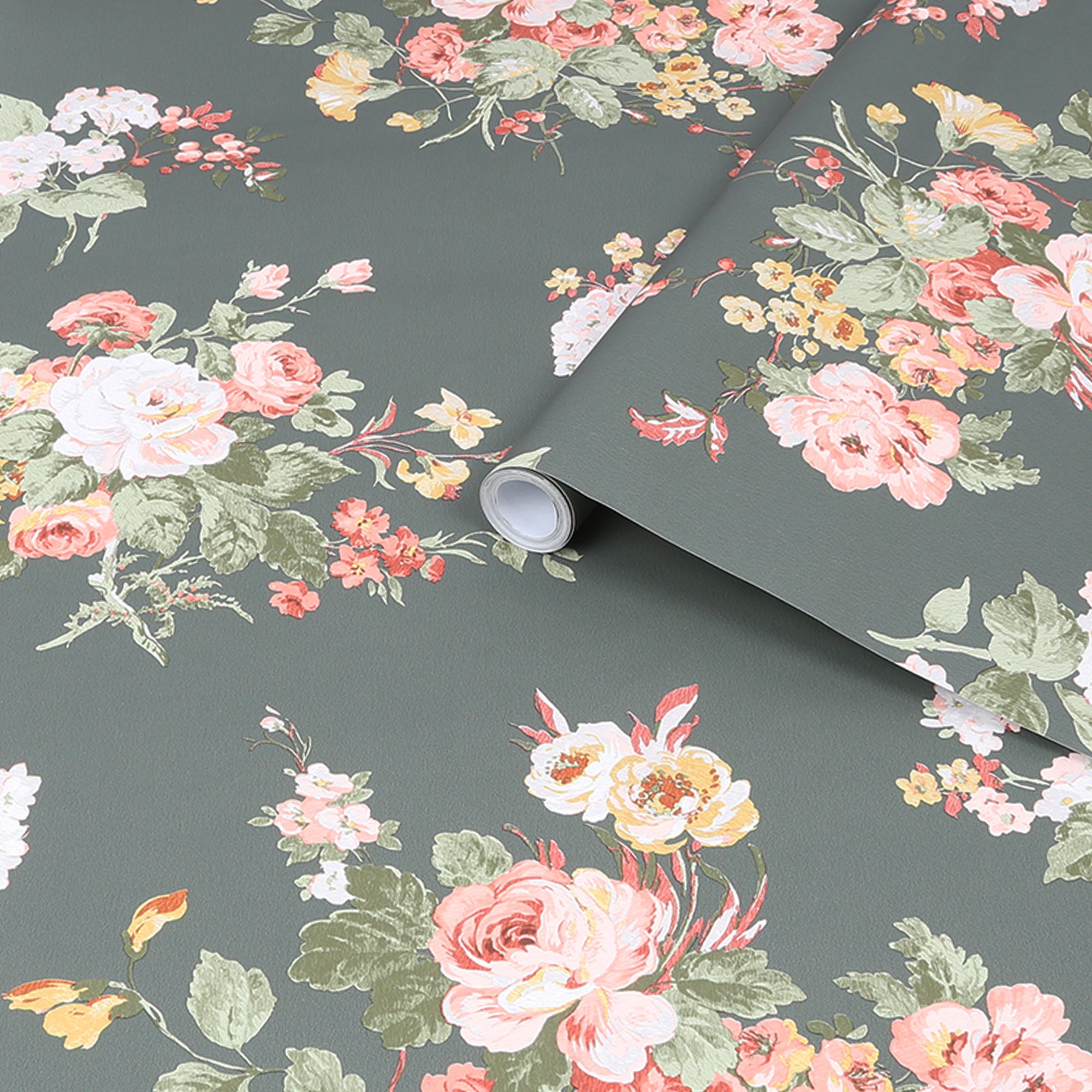 Laura Ashley Rosemore Fern Floral Smooth Wallpaper