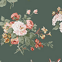 Laura Ashley Rosemore Fern Floral Smooth Wallpaper