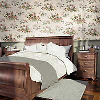 Laura Ashley Rosemore Pale sable Floral Smooth Wallpaper