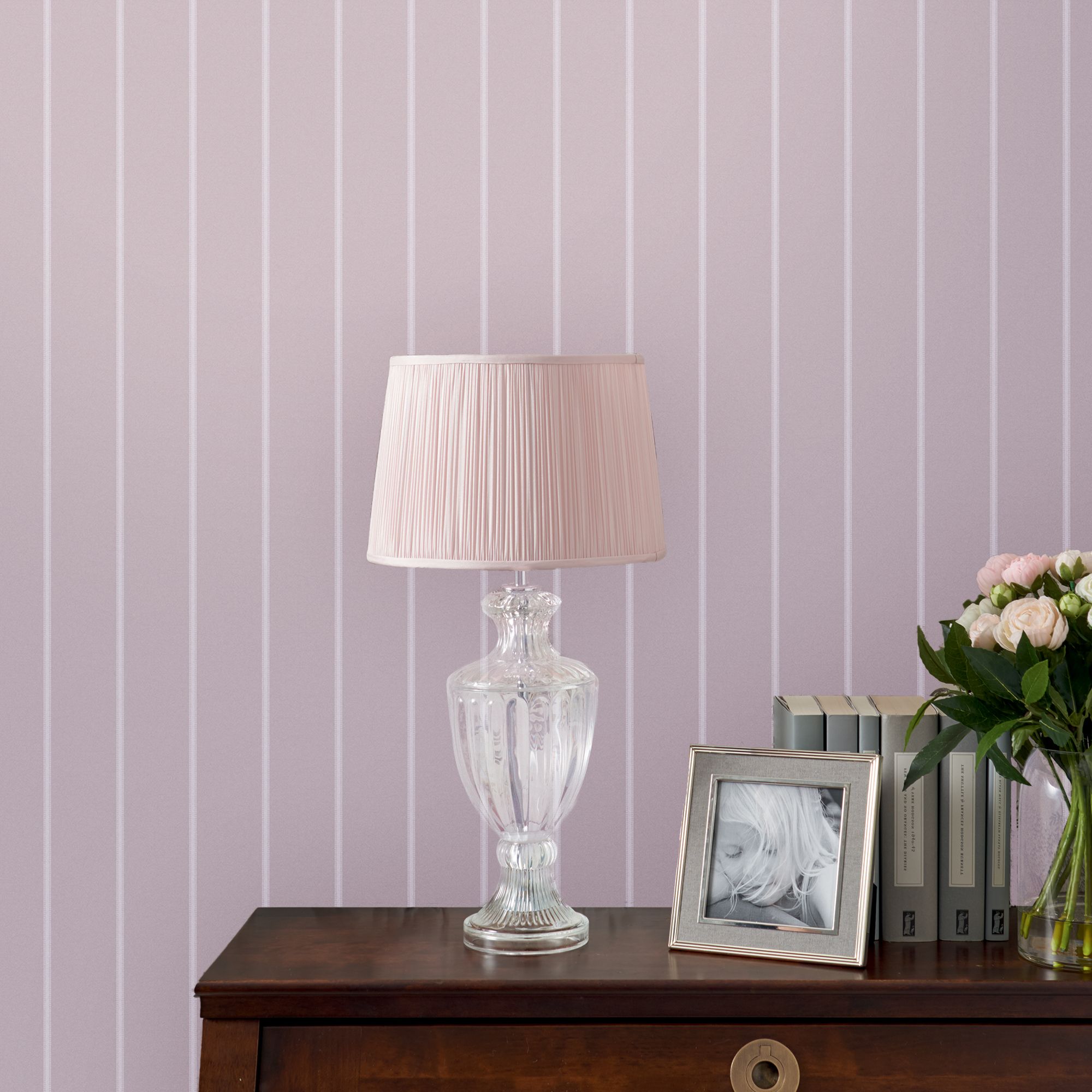 Laura Ashley Saltram Amethyst Stripe Smooth Wallpaper Sample
