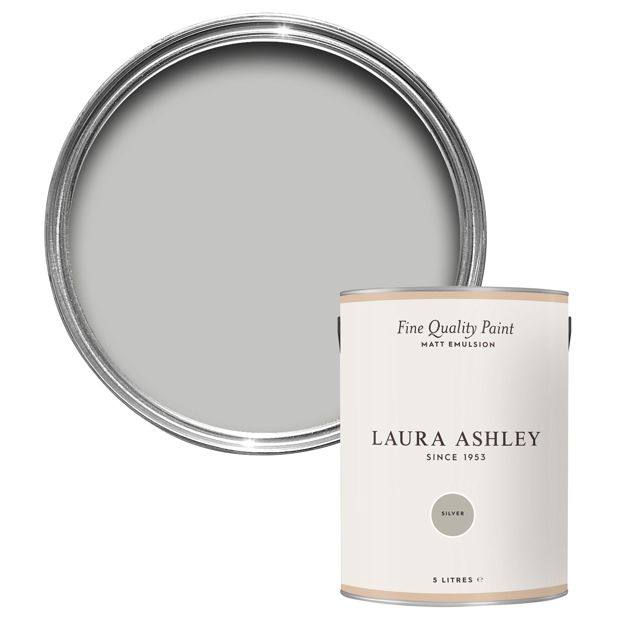 Laura Ashley Silver Matt Emulsion paint, 5L