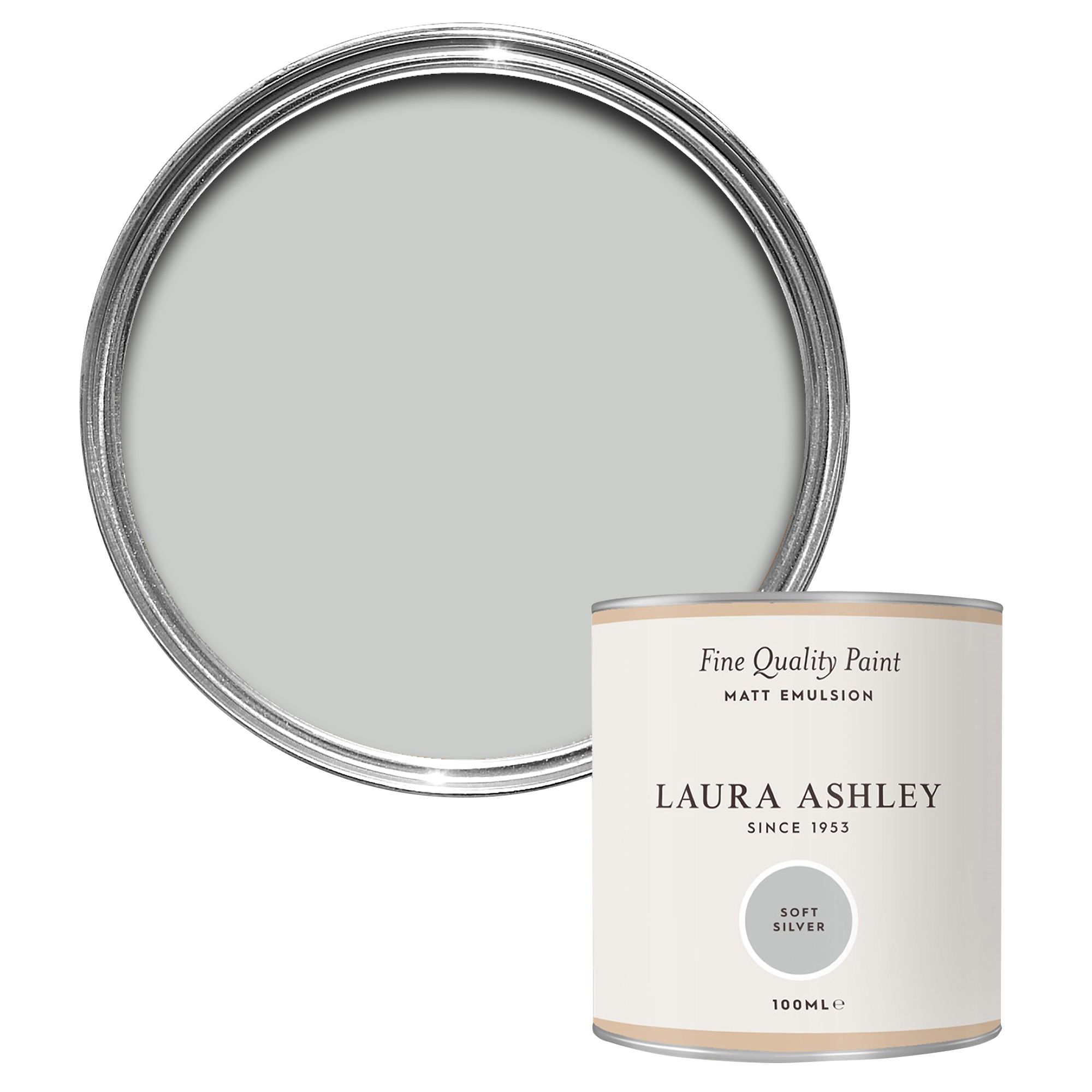 Laura Ashley Soft Silver Matt Emulsion paint, 100ml