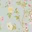 Laura Ashley Summer Duck egg Floral Smooth Wallpaper Sample