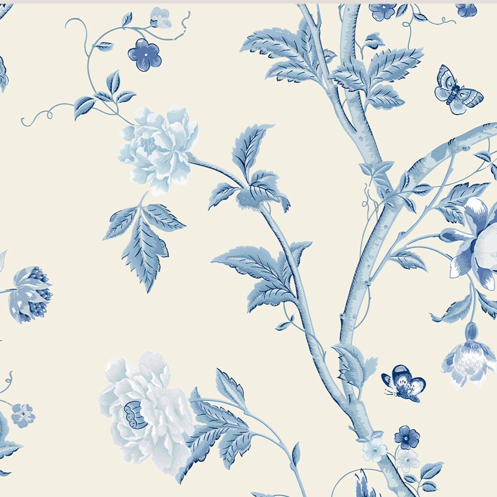 Laura Ashley Summer palace Royal blue Floral Smooth Wallpaper