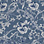 Laura Ashley Summerhill Midnight Blue Floral Smooth Wallpaper