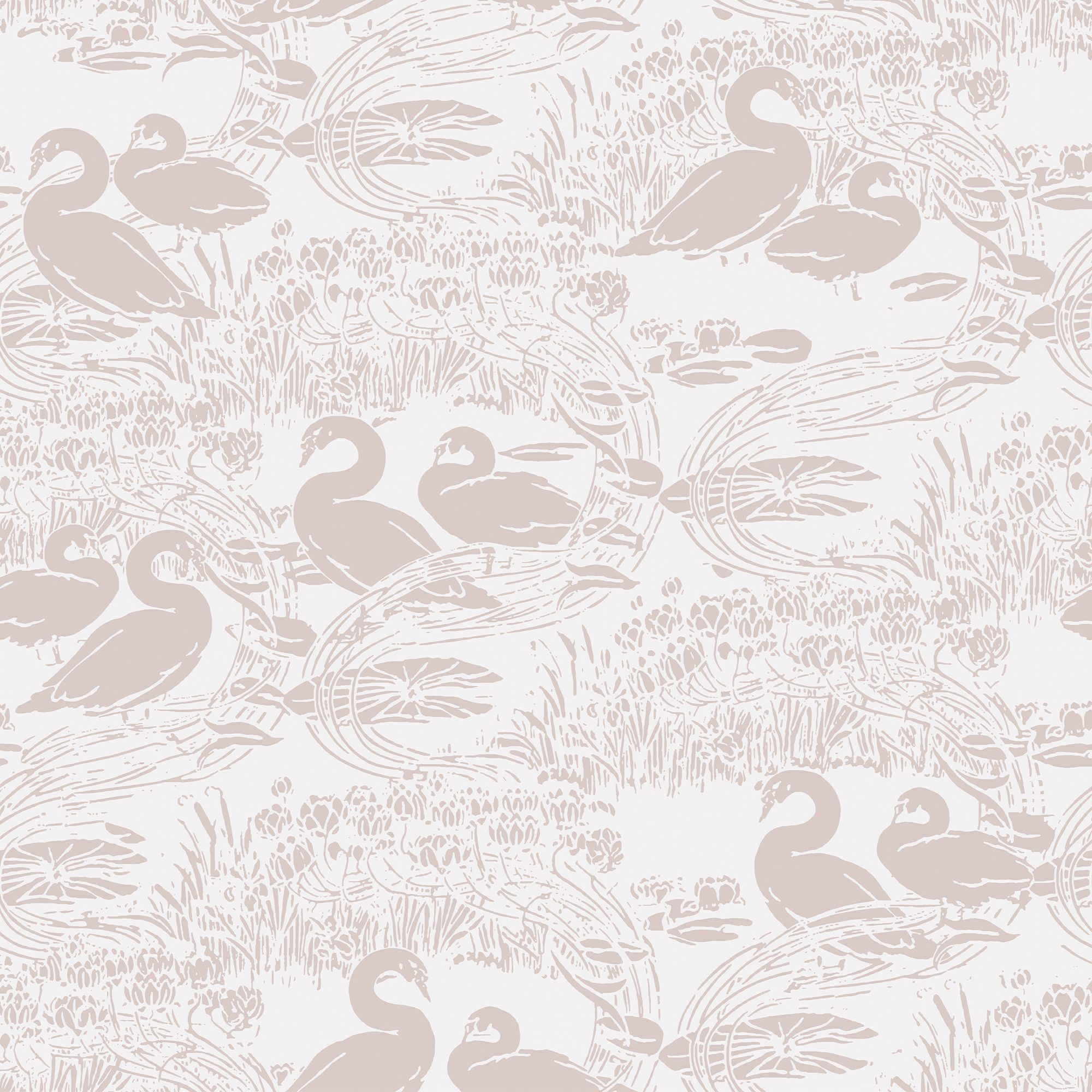 Laura Ashley Swans Grey Animal Smooth Wallpaper Sample