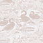 Laura Ashley Swans Grey Animal Smooth Wallpaper Sample