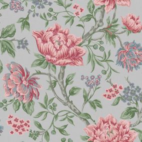Laura Ashley Tapestry Slate grey Floral Smooth Wallpaper