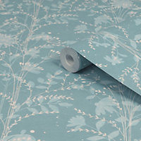 Laura Ashley The Wholesome Home Fennelton Pale Newport Blue Smooth Wallpaper