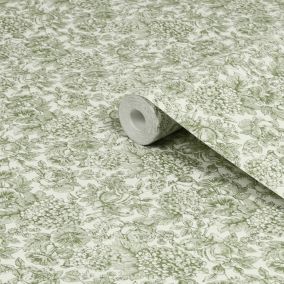 Laura Ashley The Wholesome Home Louise Moss Green Smooth Wallpaper