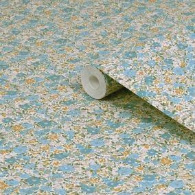 Laura Ashley The Wholesome Home Loveston Newport Blue Smooth Wallpaper