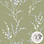 Laura Ashley The Wholesome Home Pussy Willow Moss Green Smooth Wallpaper