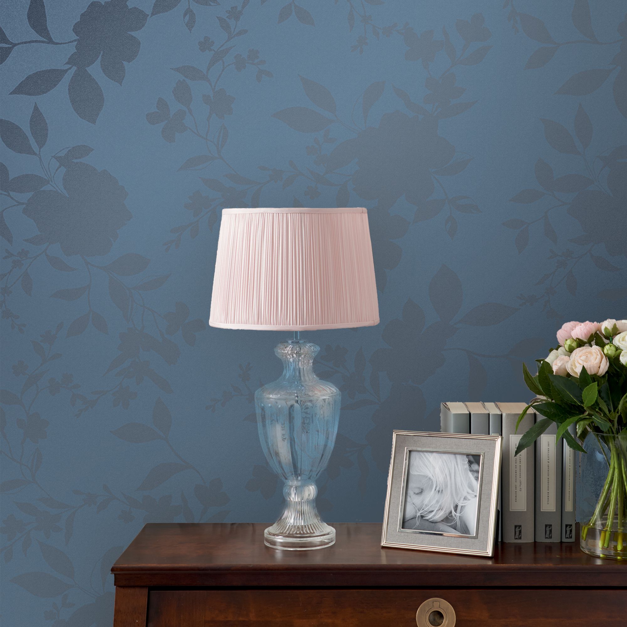 Laura Ashley Westbourne Midnight Blue Floral Smooth Wallpaper