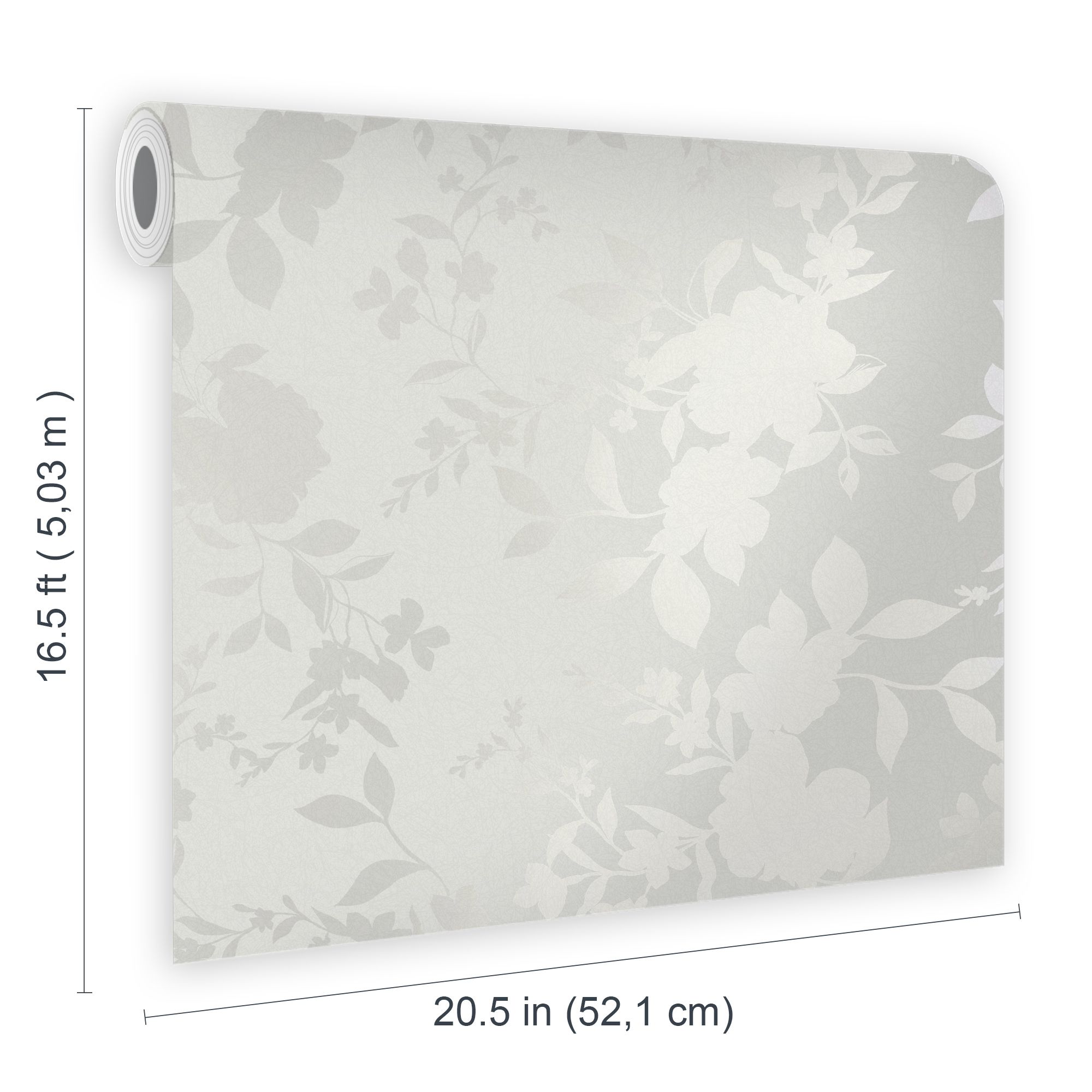 Laura Ashley Westbourne Silver Floral Smooth Wallpaper Sample