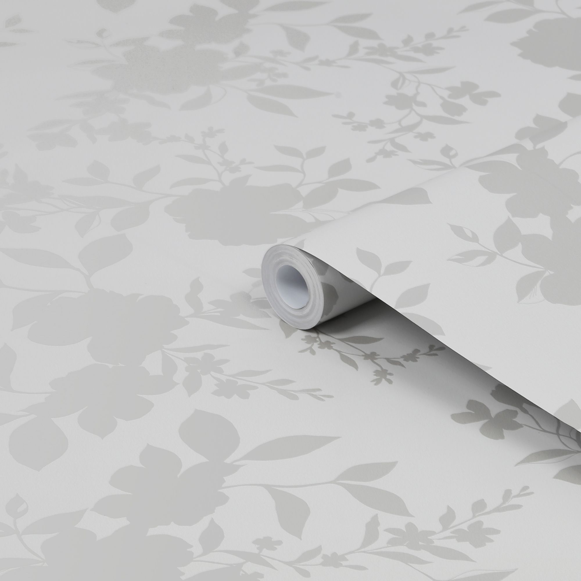 Laura Ashley Westbourne Silver Floral Smooth Wallpaper Sample