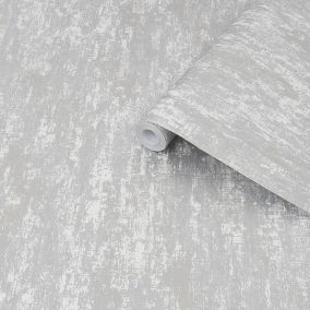 Laura Ashley Whinfell Silver Metallic effect Industrial Smooth Wallpaper Sample