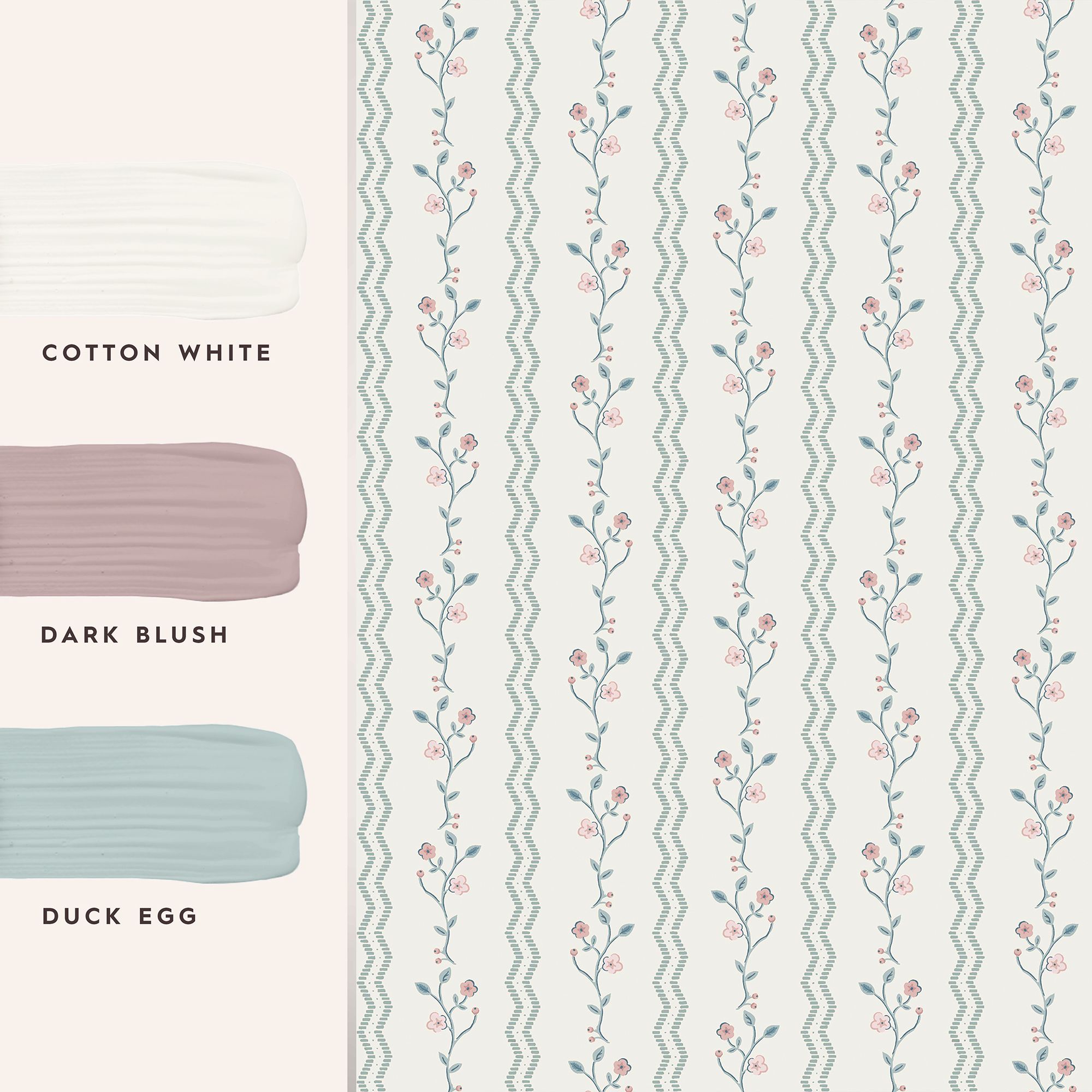 Laura Ashley White & Duck Egg Blencow Patterned Smooth Wallpaper