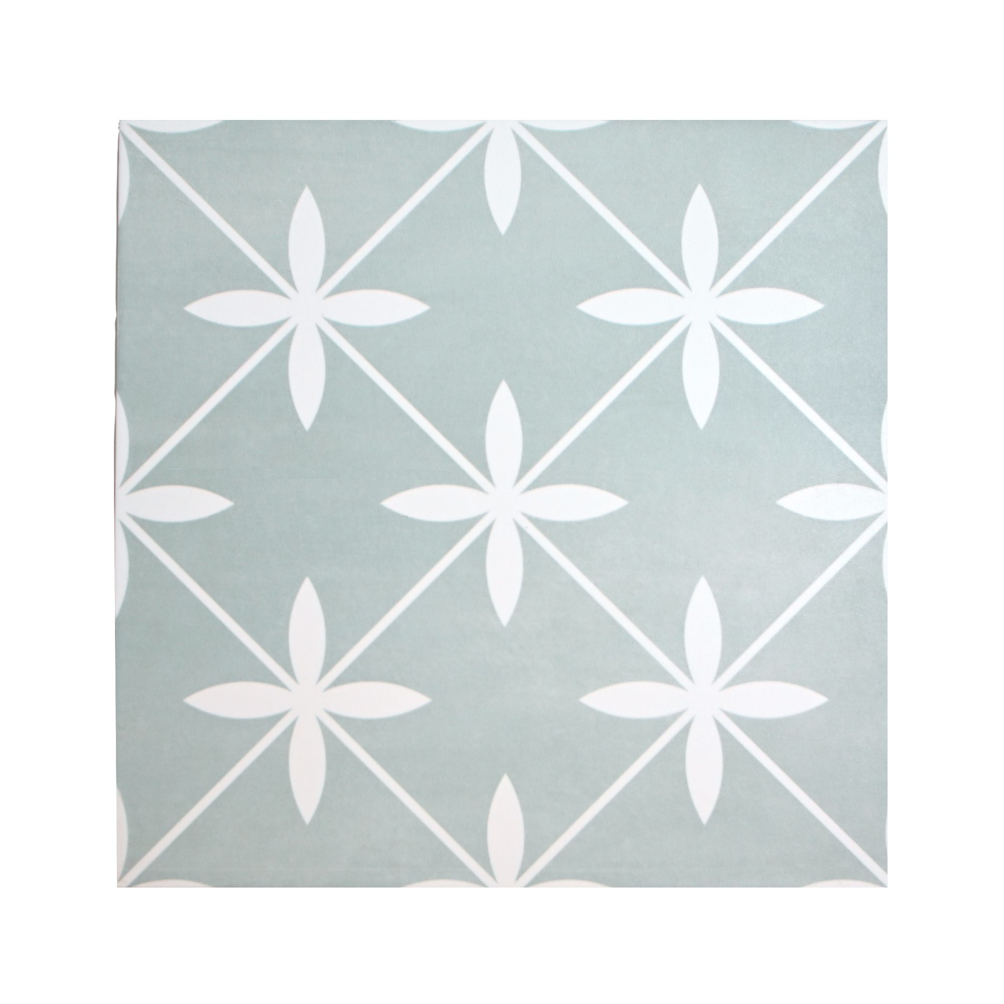 Laura Ashley Wicker Eau De Nil Matt Patterned Cement tile effect Ceramic Indoor Wall & floor tile, Pack of 11, (L)300mm (W)300mm