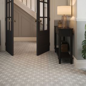Laura Ashley Wicker Steel Grey Matt Patterned Cement tile effect Ceramic Wall & floor tile, Pack of 11, (L)300mm (W)300mm