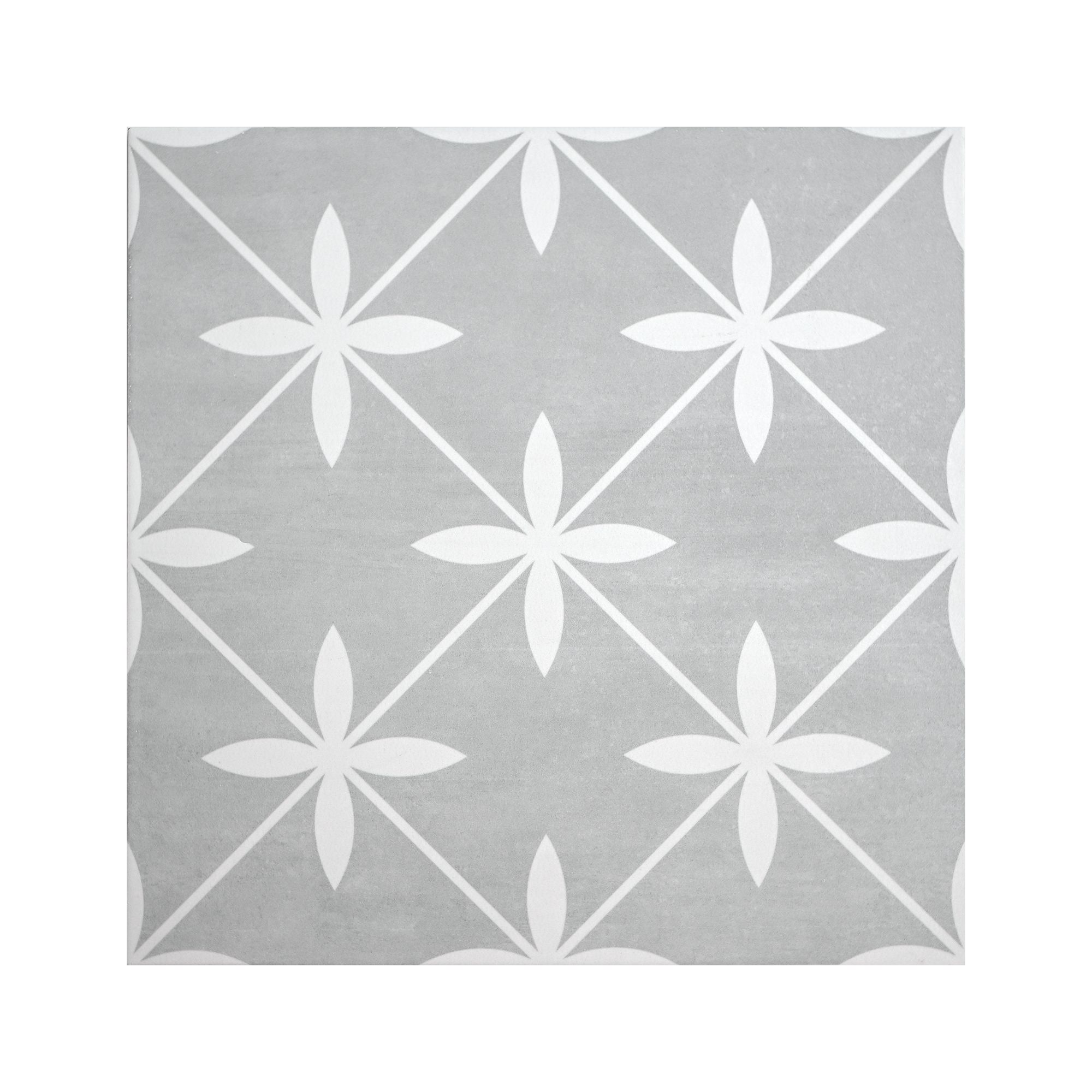 Laura Ashley Wicker Steel Grey Matt Patterned Ceramic Indoor Wall & floor Tile Sample
