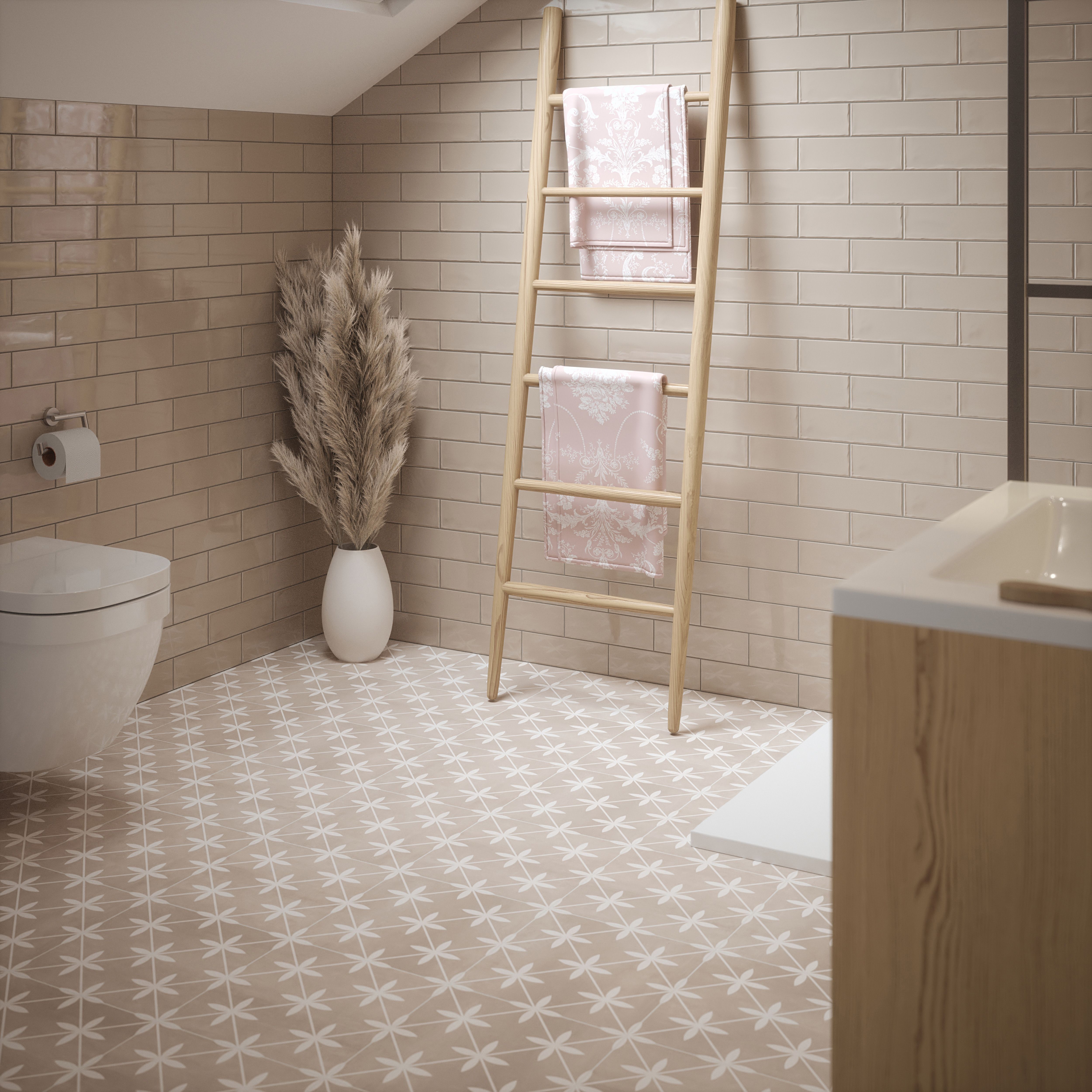 Laura Ashley Wicker Twine Matt Patterned Cement tile effect Ceramic Indoor Wall & floor tile, (L)300mm (W)300mm, 0.99m²