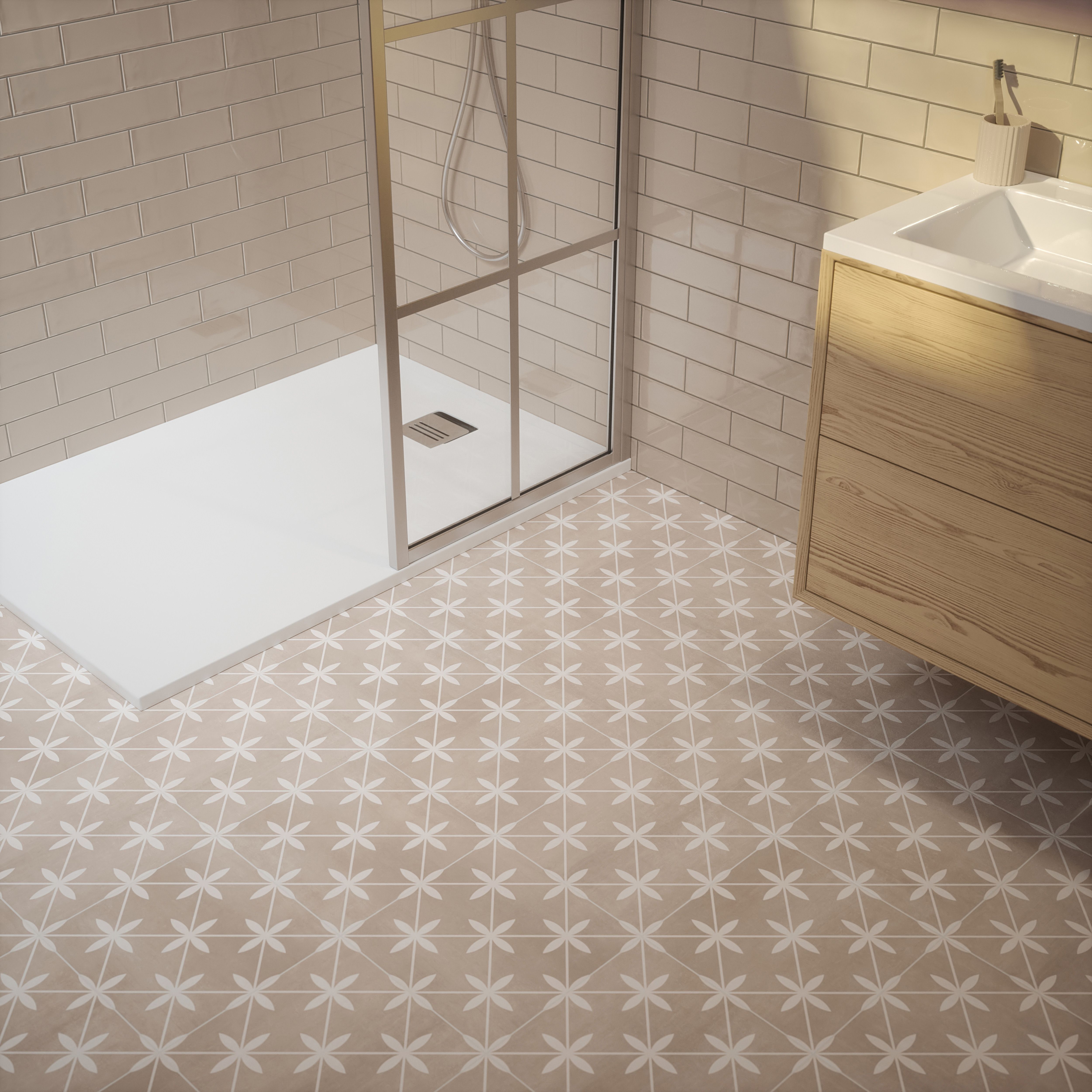 Laura Ashley Wicker Twine Matt Patterned Cement tile effect Ceramic Indoor Wall & floor tile, (L)300mm (W)300mm, 0.99m²