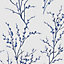 Laura Ashley Willow Midnight & off white Floral Smooth Wallpaper