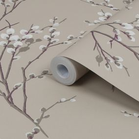 Laura Ashley Willow Neutral Floral Smooth Wallpaper Sample