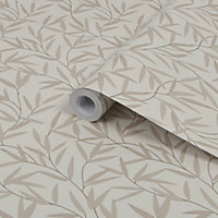 Laura Ashley Willow Neutral Leaf Smooth Wallpaper Sample