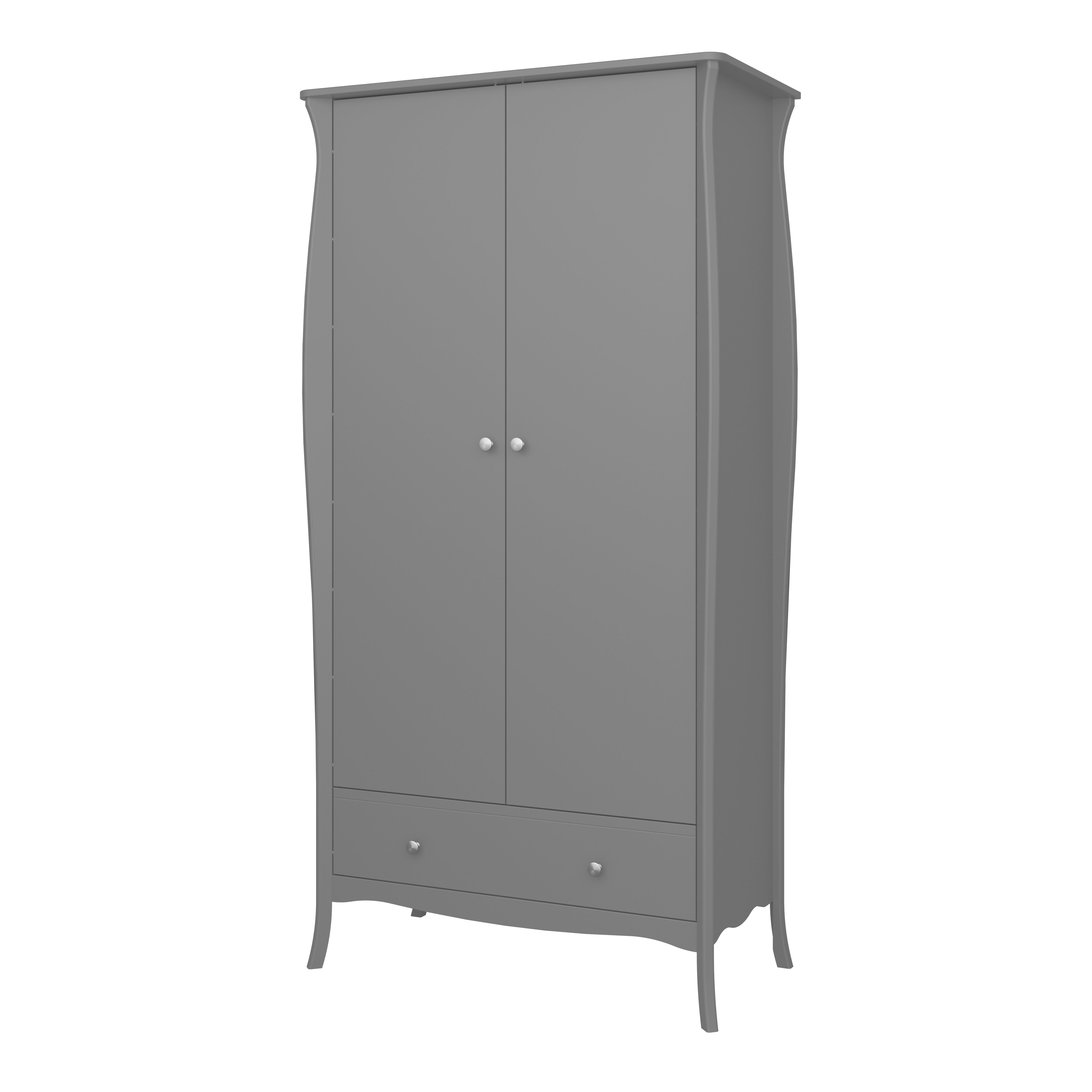 Lautner Contemporary Satin grey MDF & pine 1 Drawer Double Wardrobe (H ...