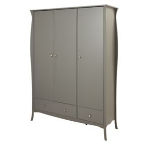 Lautner Contemporary Satin grey MDF & pine 3 door 2 Drawer Triple Wardrobe (H)1929mm (W)1433mm (D)500mm