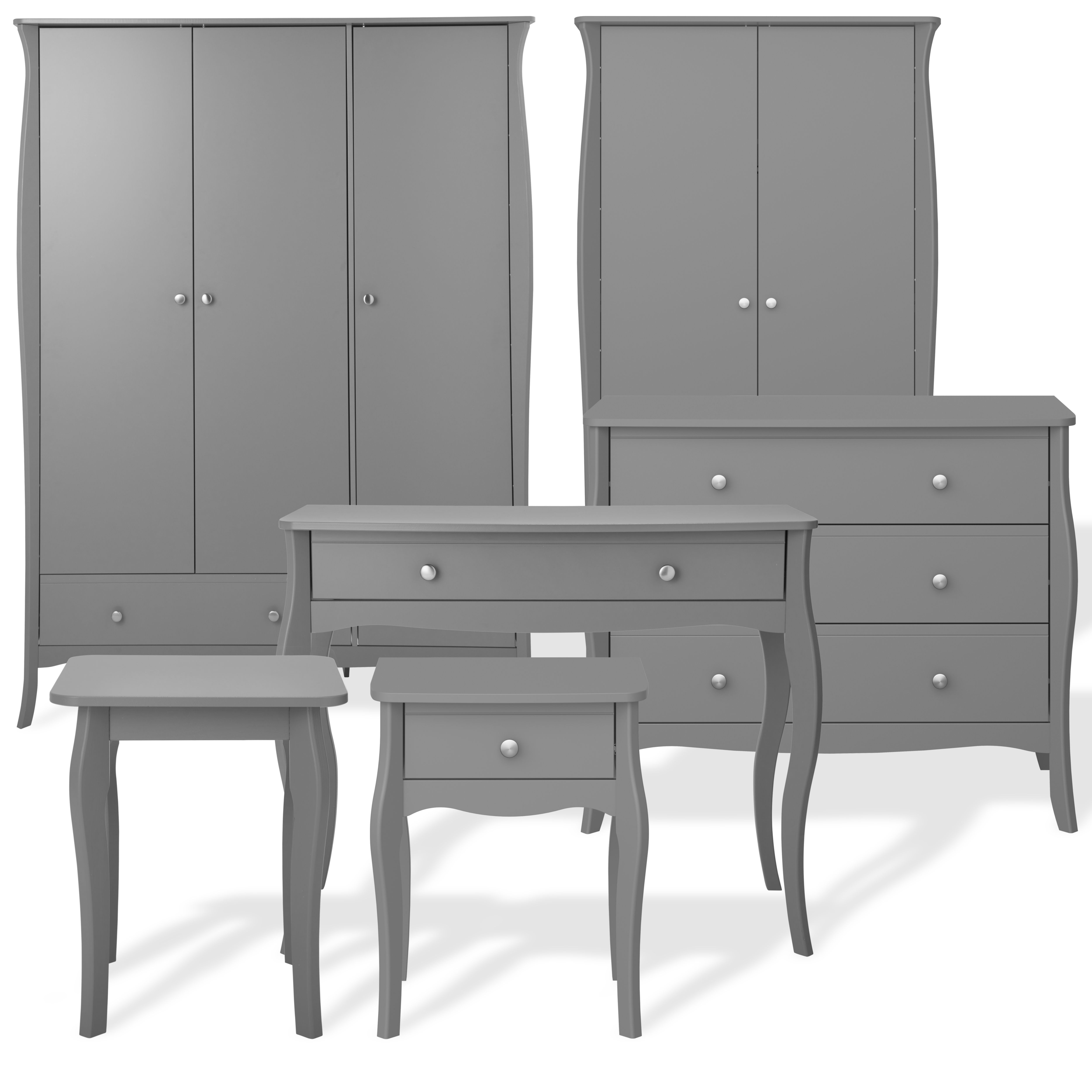 Lautner Curved leg Grey Dressing table stool