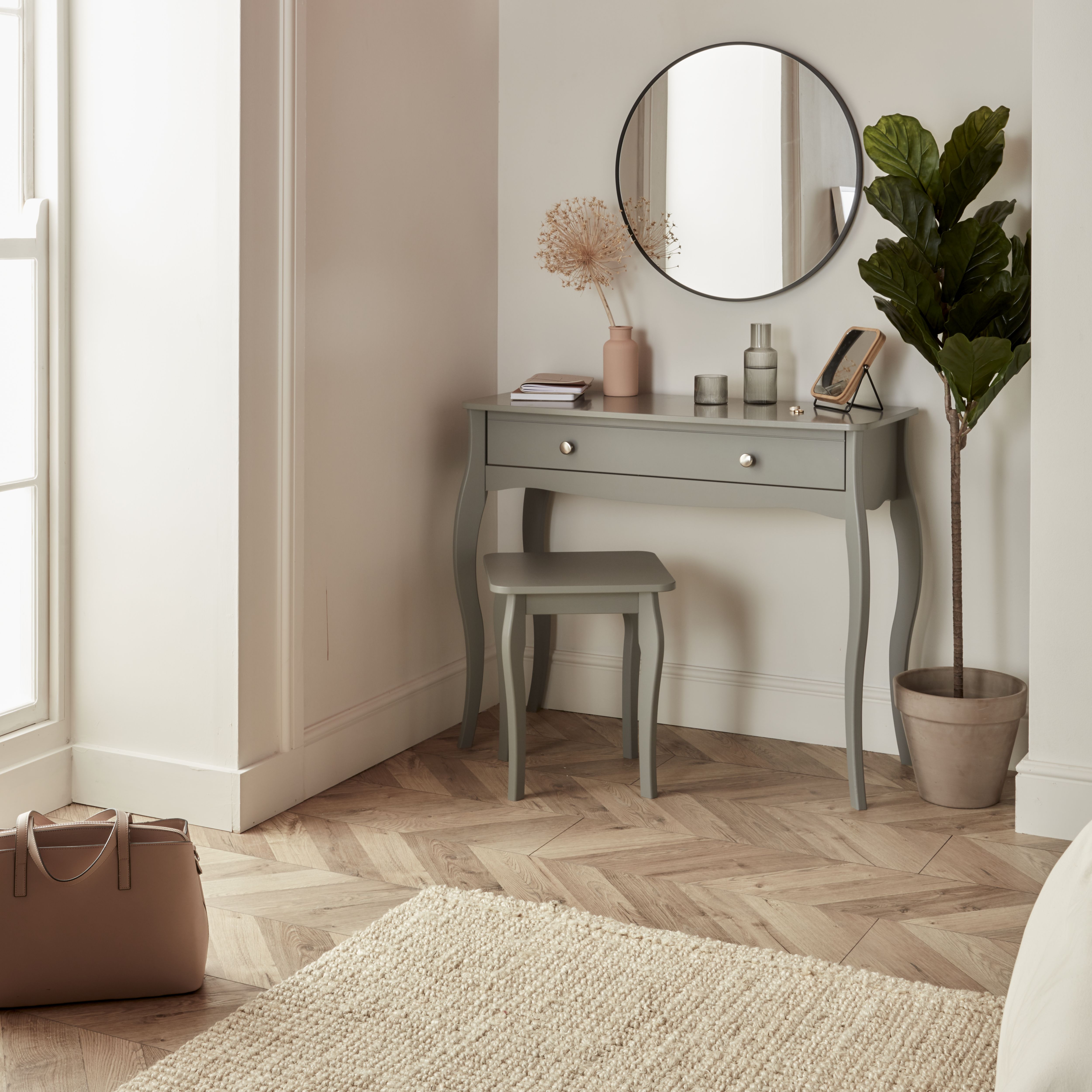 Lautner Curved leg Grey Dressing table stool
