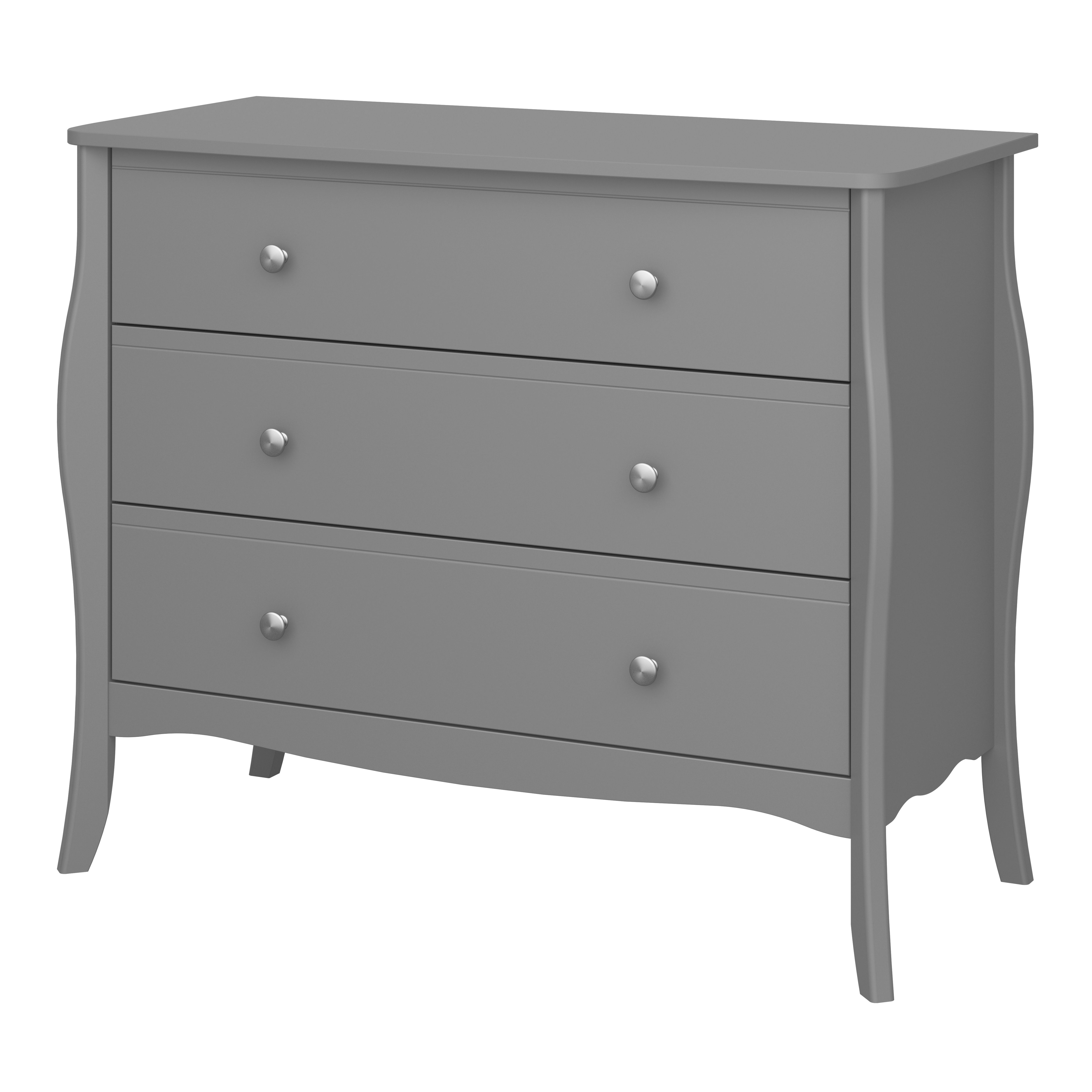 Lautner Satin grey 3 Drawer Wide Chest of drawers (H)800mm (W)965mm (D)450mm