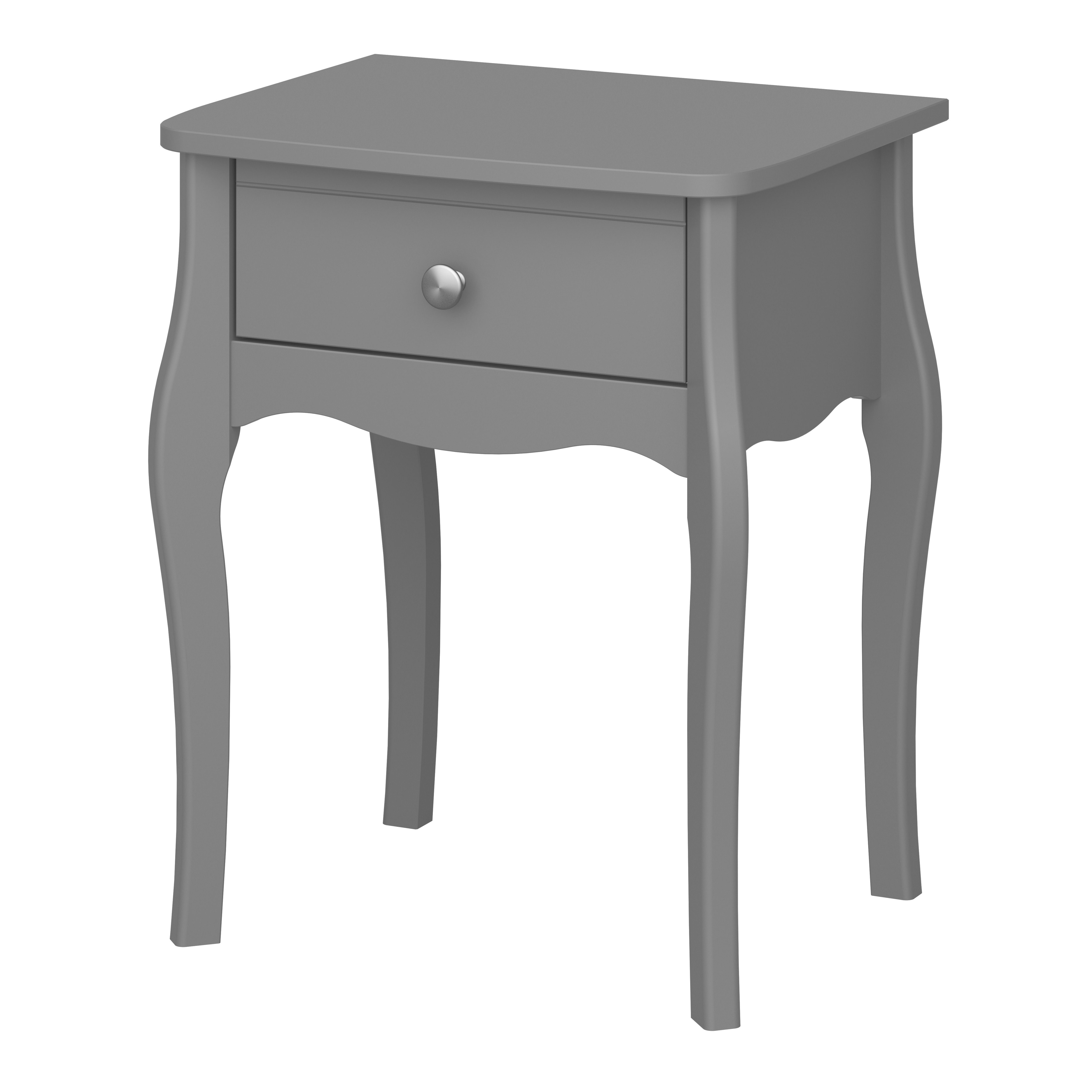 Lautner Satin grey MDF 1 Drawer Bedside table (H)550mm (W)450mm (D)353mm