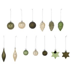 Layered greens Multicolour Plastic Hanging decoration set, Pack of 50