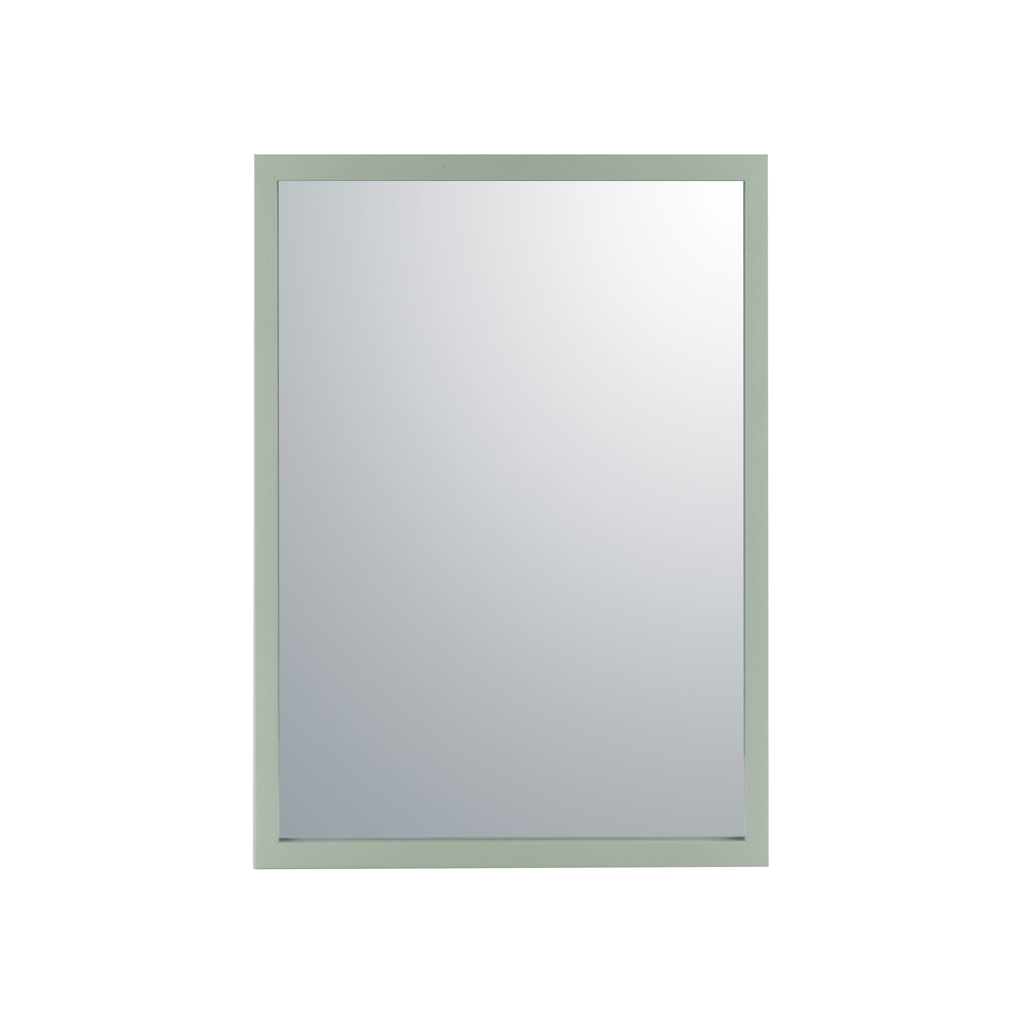 Layflat Sage Green Thin Rectangular Wall-mounted Framed mirror, (H)54cm (W)44cm