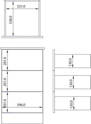 Laysan Matt white 3 Drawer Chest of drawers (H)740mm (W)430mm (D)450mm