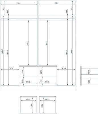 Laysan White Triple Wardrobe (H)1932mm (W)1670mm (D)558mm