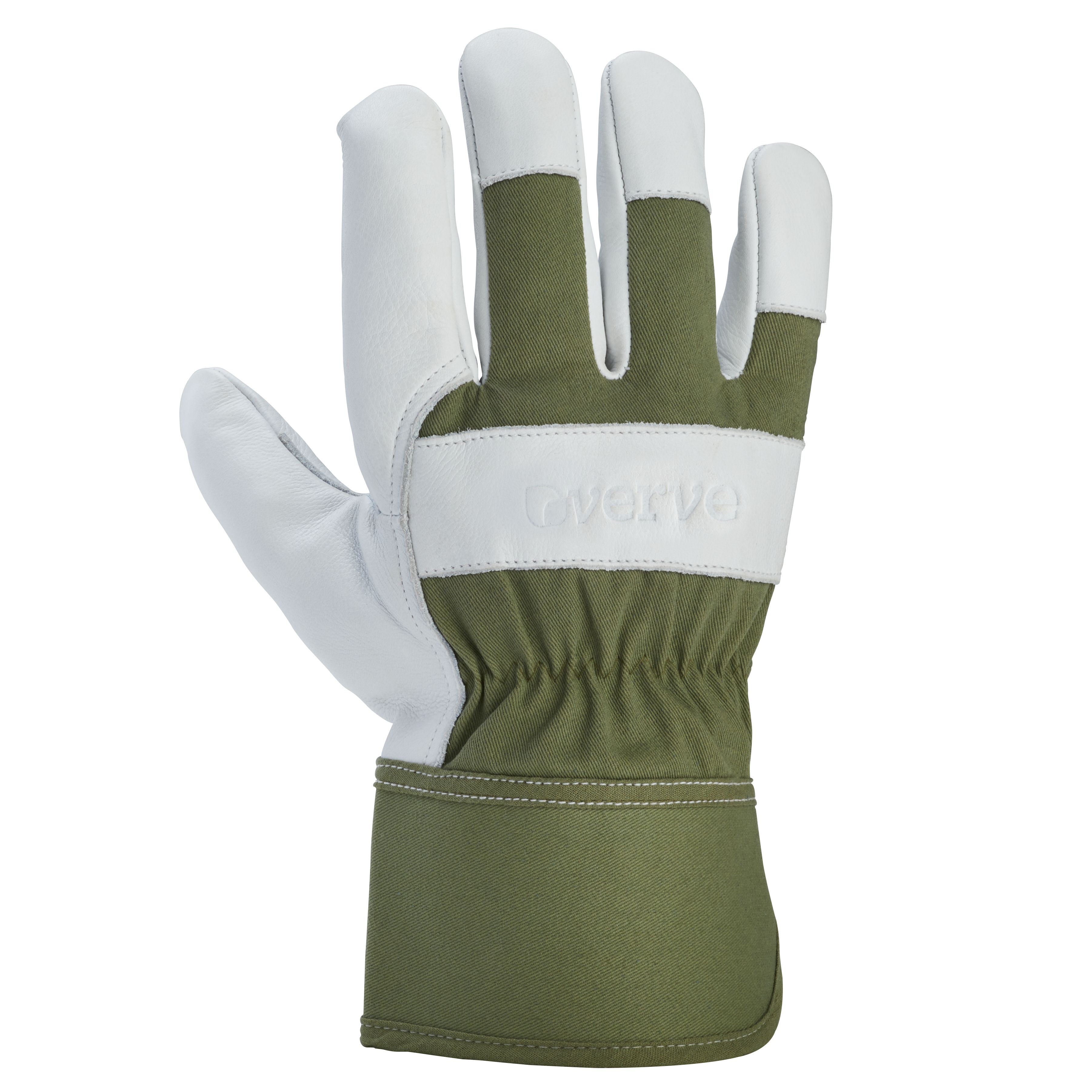 Leather Deep Lichen Green Gardening gloves Large, Pair