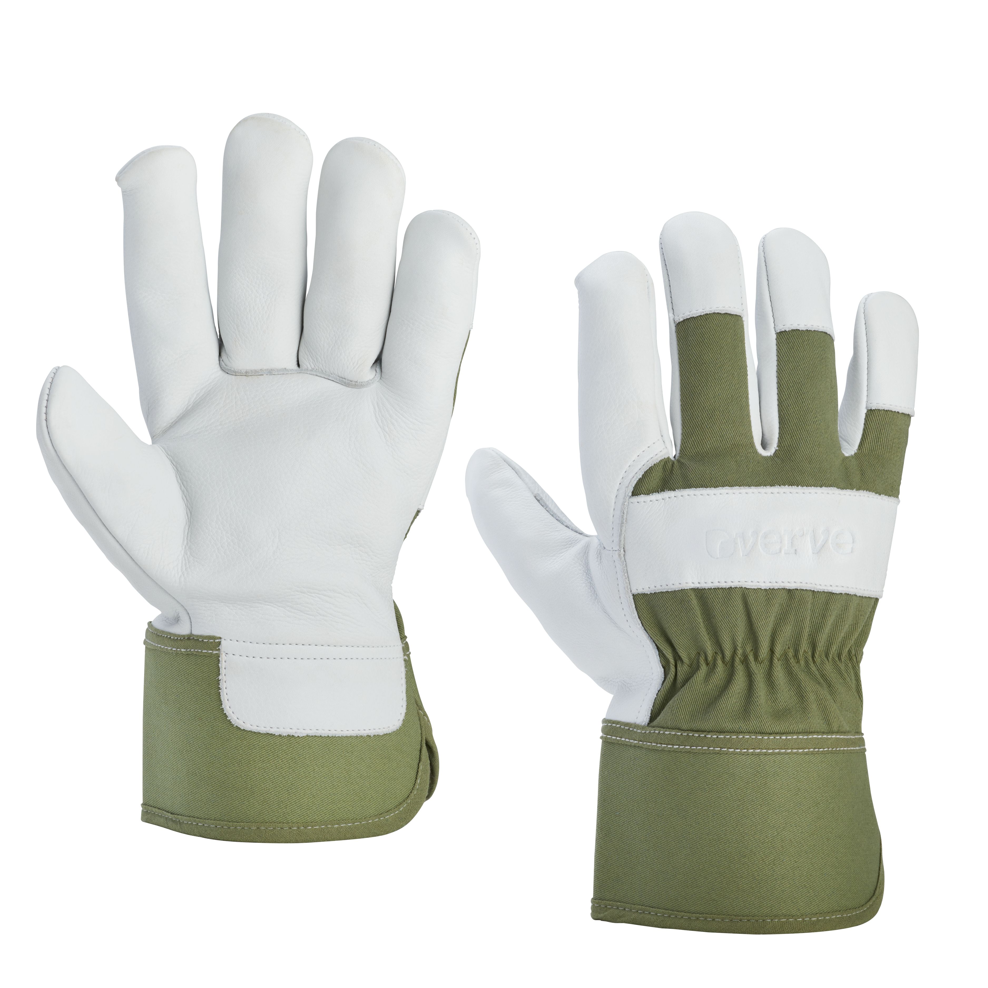 Leather Deep Lichen Green Gardening gloves Large, Pair
