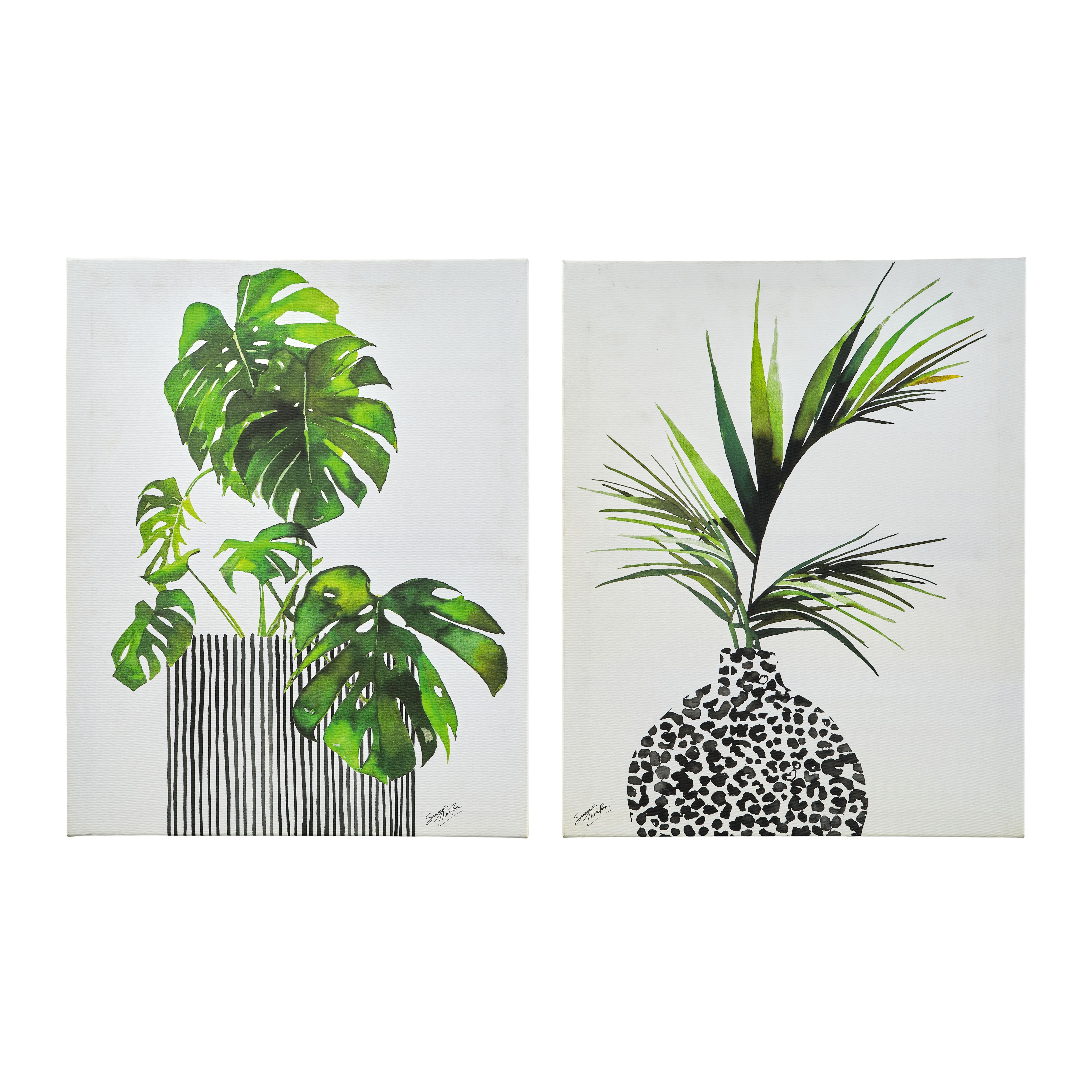 Leaves Green Canvas art, Set of 2 (H)50cm x (W)40cm DIY at B&Q