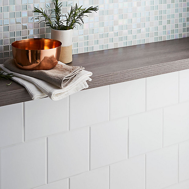 Leccia White Gloss Ceramic Wall Tile, White Kitchen Wall Tiles Images